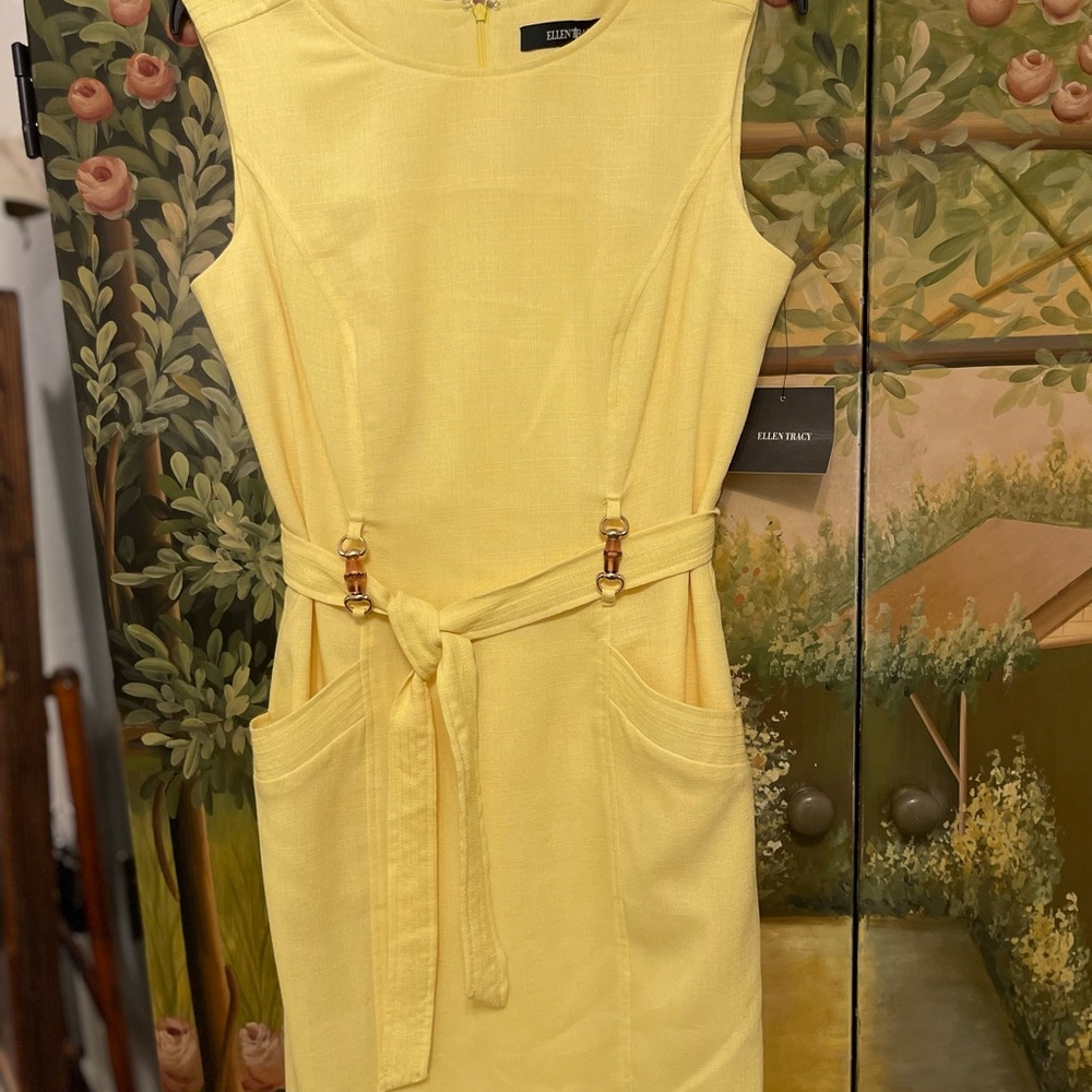 Ellen Tracy Yellow Sheath Mini Dress